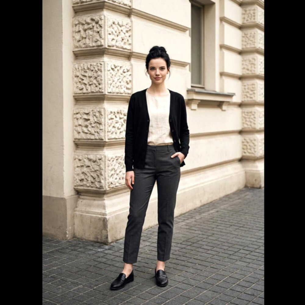 LOFT Black Fine Knit Open-Front Cardigan – Size M 🖤✨